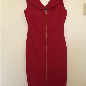 Red elegant dress with gold zipper